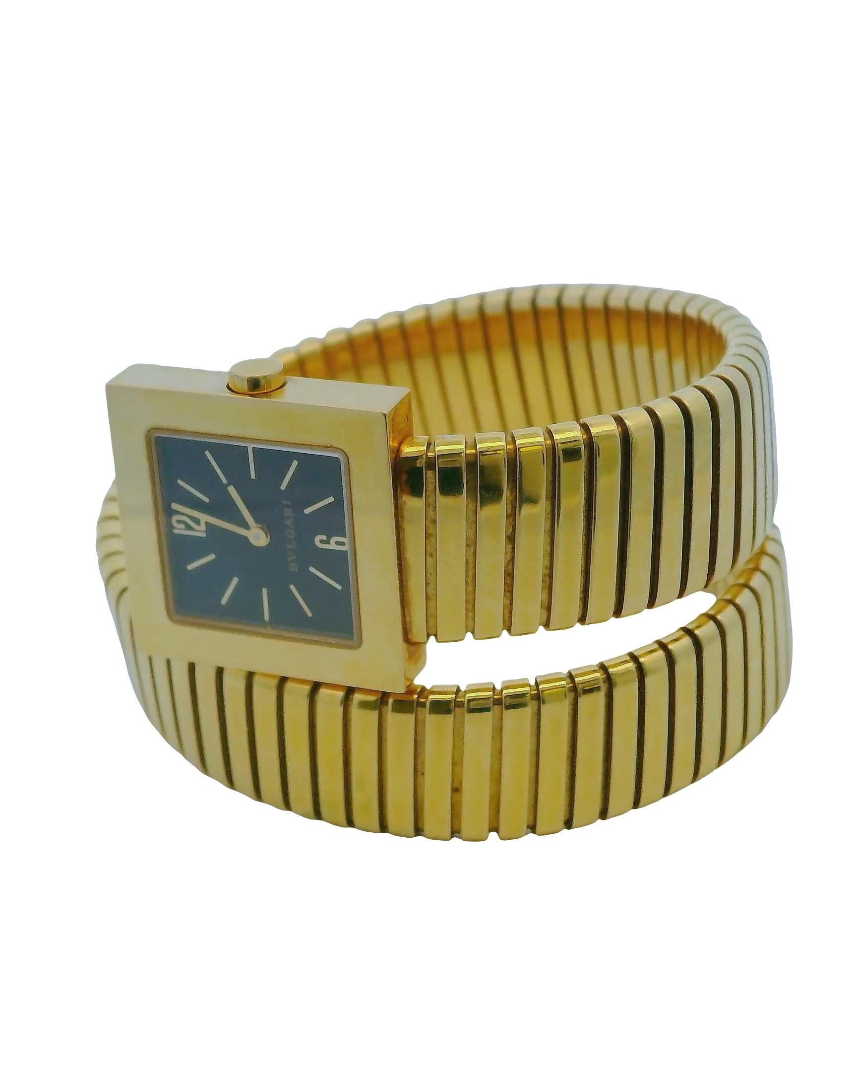 Bvlgari Tubogas SQ221TG Quadratto 18k Yellow Gold Vintage Watch
