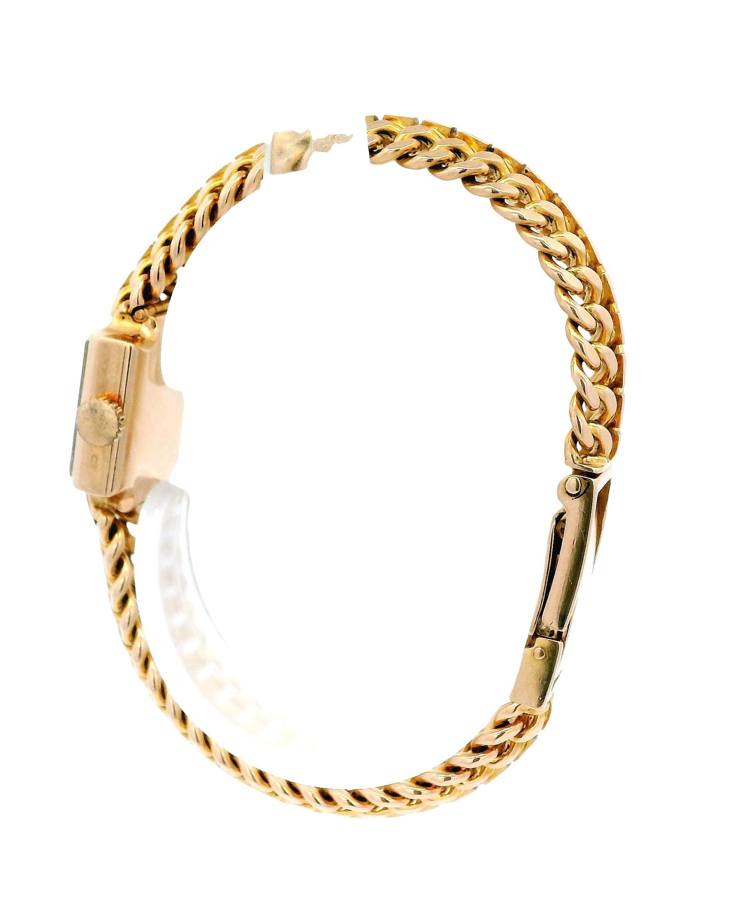 Patek Philippe 18k Rose Gold Square Spinal Link Hinged Back Watch