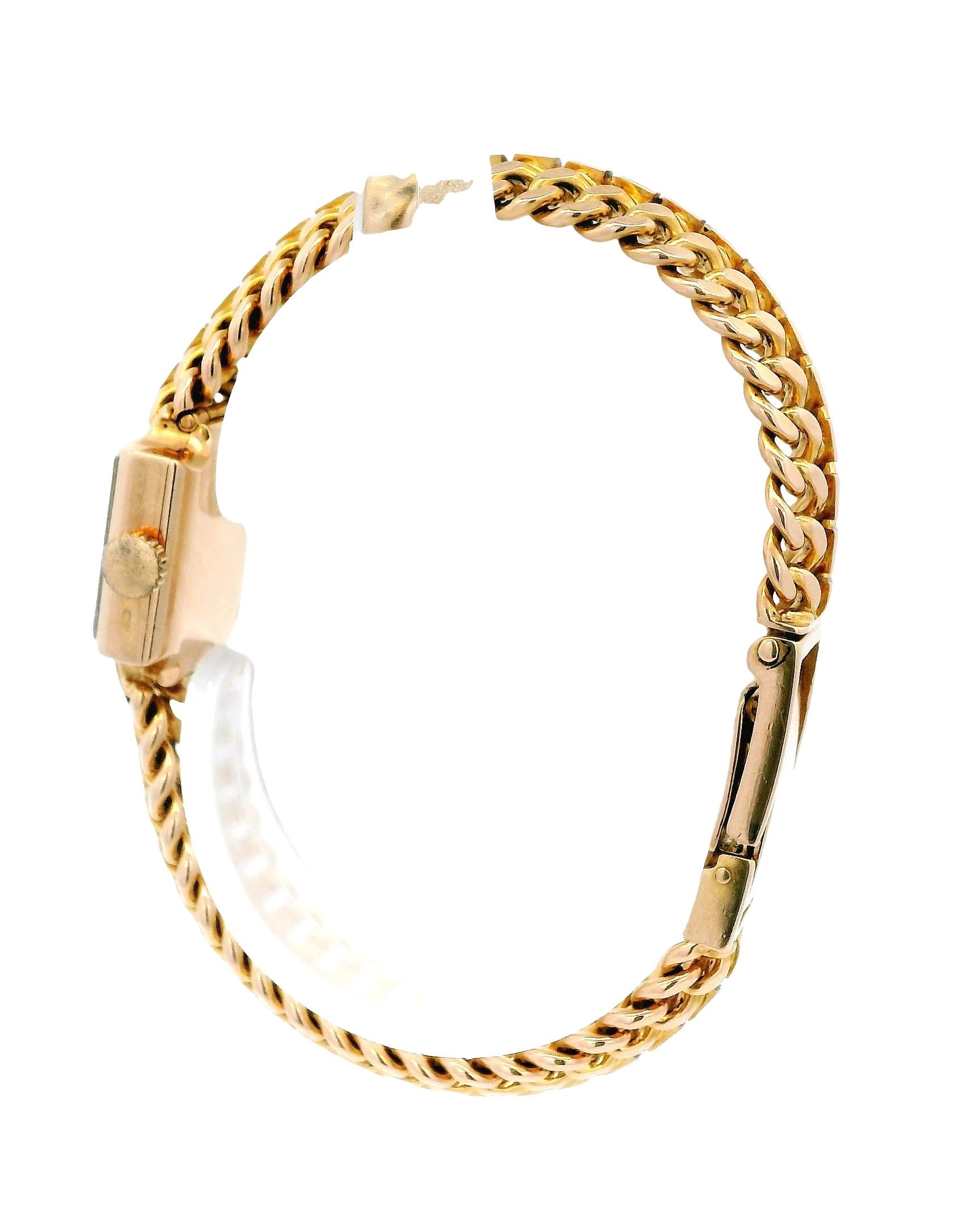 Patek Philippe 18k Rose Gold Square Spinal Link Hinged Back Watch