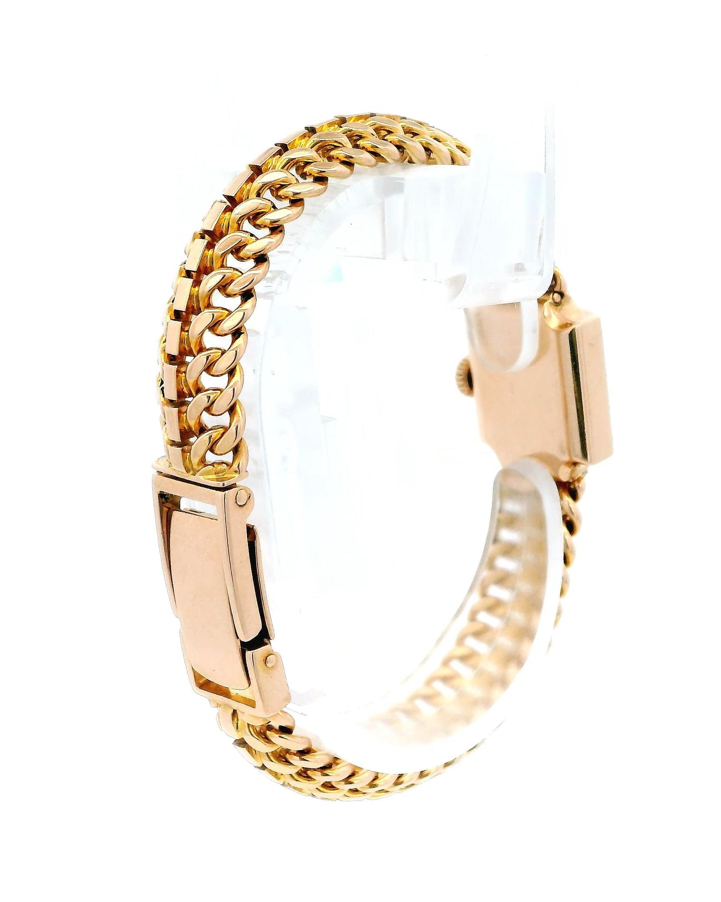 Patek Philippe 18k Rose Gold Square Spinal Link Hinged Back Watch