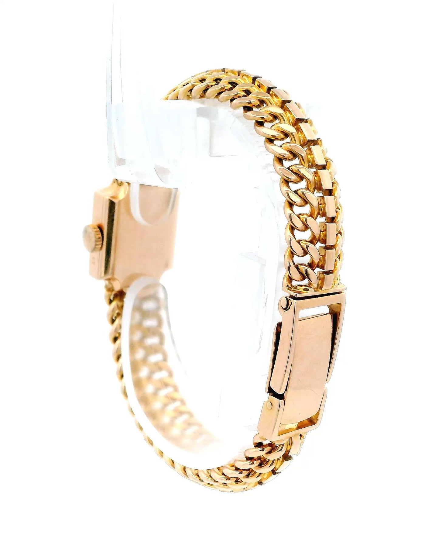 Patek Philippe 18k Rose Gold Square Spinal Link Hinged Back Watch