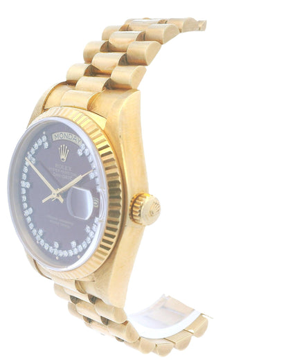 Day Date 18038 Red Stella String Diamond Dial 18K Yellow Gold