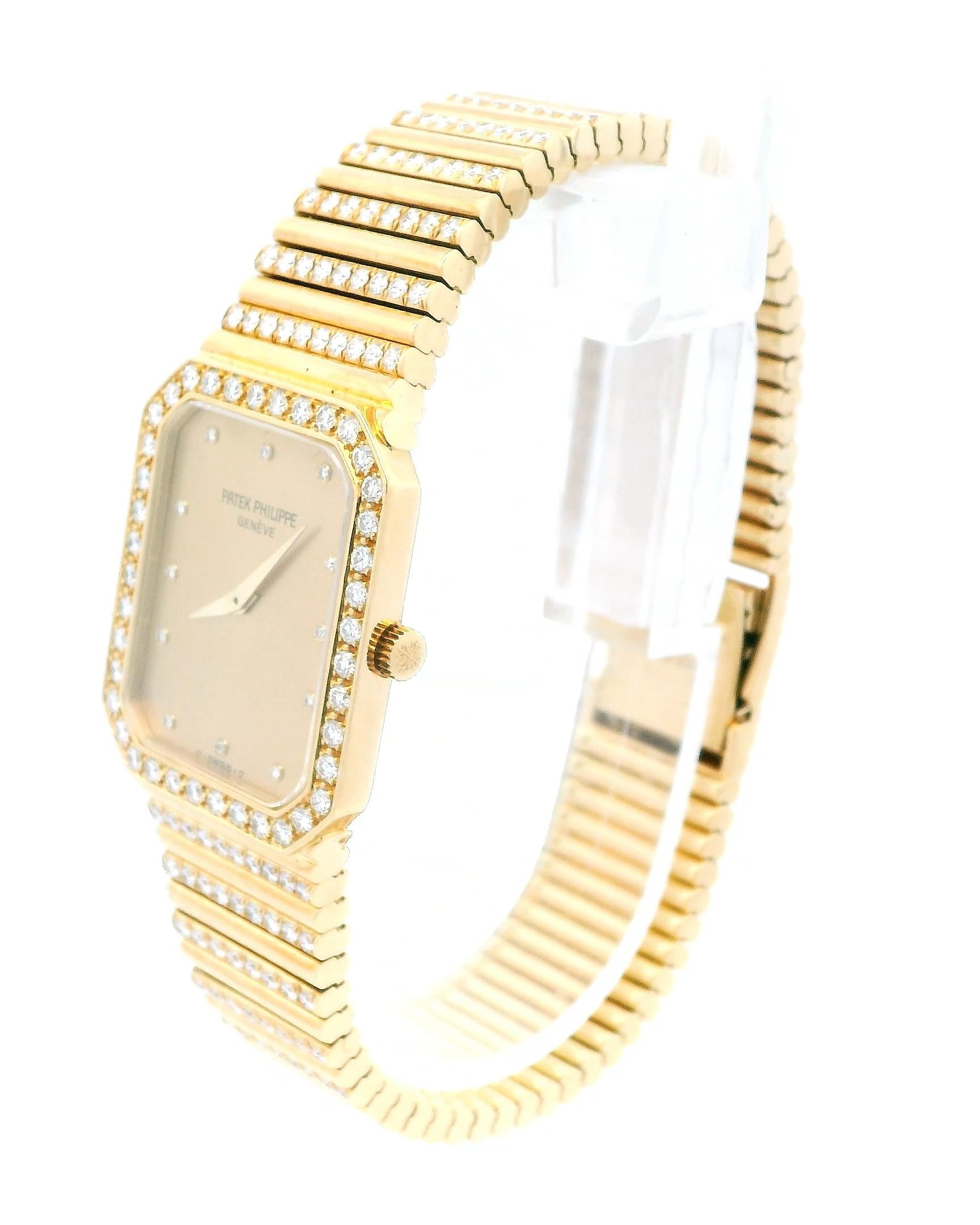 PATEK PHILIPPE 3814/1 MANUAL 18K YELLOW GOLD AND FACTORY DIAMONDS MEN WATCH