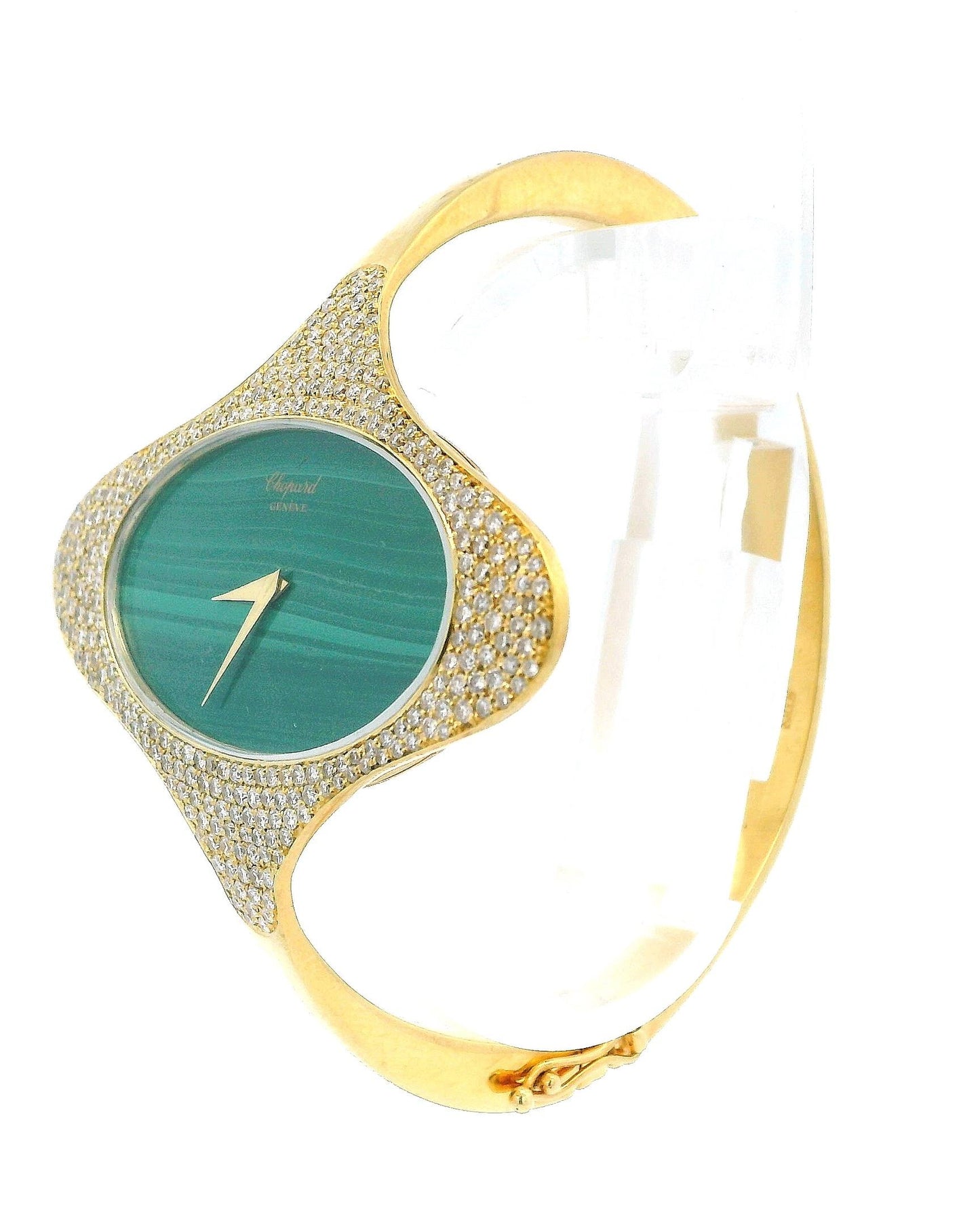 Chopard E-W Oval Pave Case Bangle Malachite Dial Ladies watch