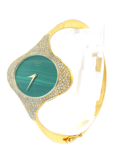 Chopard E-W Oval Pave Case Bangle Malachite Dial Ladies watch
