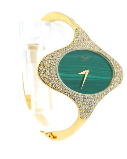 Chopard E-W Oval Pave Case Bangle Malachite Dial Ladies watch