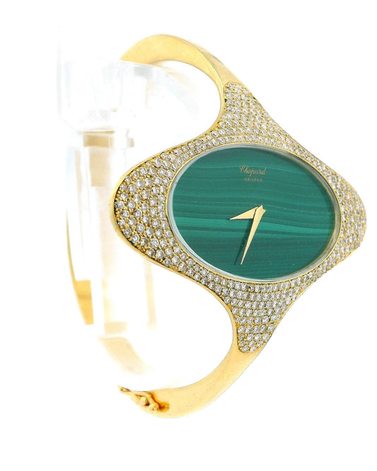 Chopard E-W Oval Pave Case Bangle Malachite Dial Ladies watch