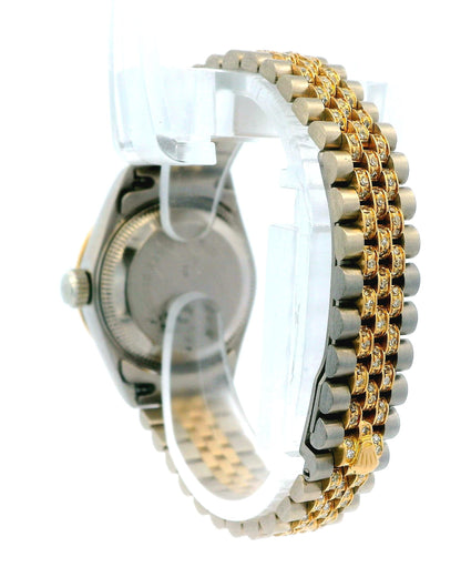 Rolex 69149 18k White & Yellow Gold Pavé Centre Links Diamond Bezel Ferrite Dial