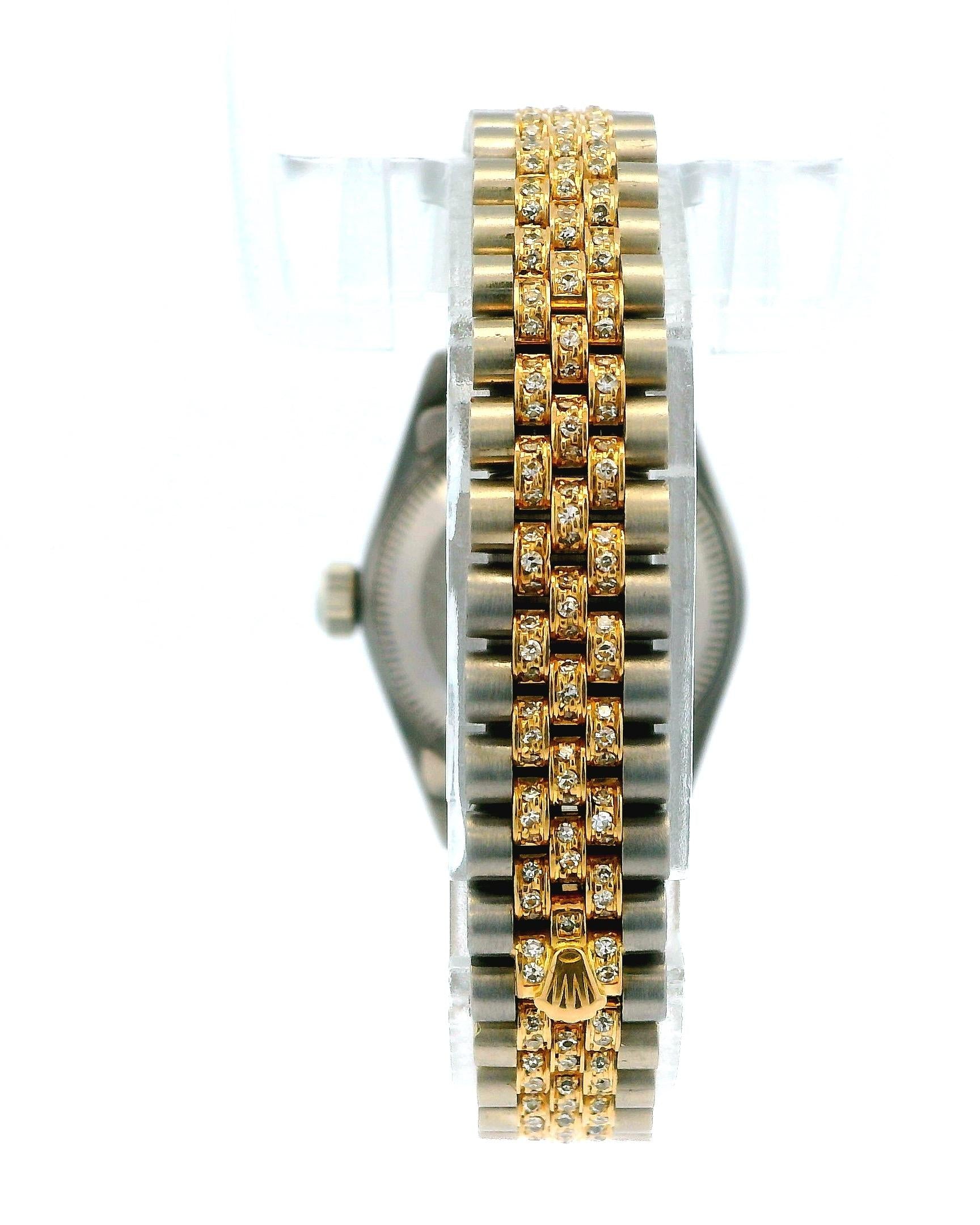 Rolex 69149 18k White & Yellow Gold Pavé Centre Links Diamond Bezel Ferrite Dial