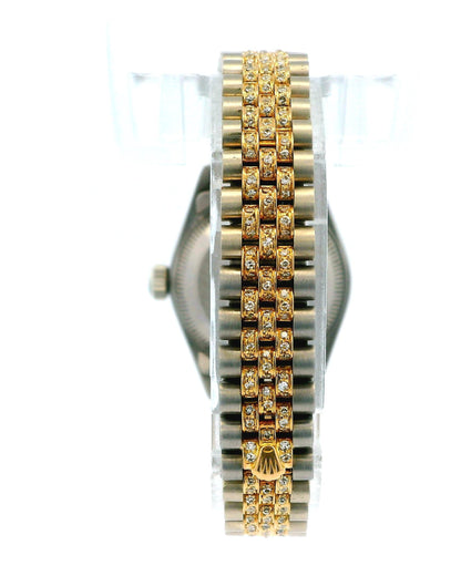 Rolex 69149 18k White & Yellow Gold Pavé Centre Links Diamond Bezel Ferrite Dial