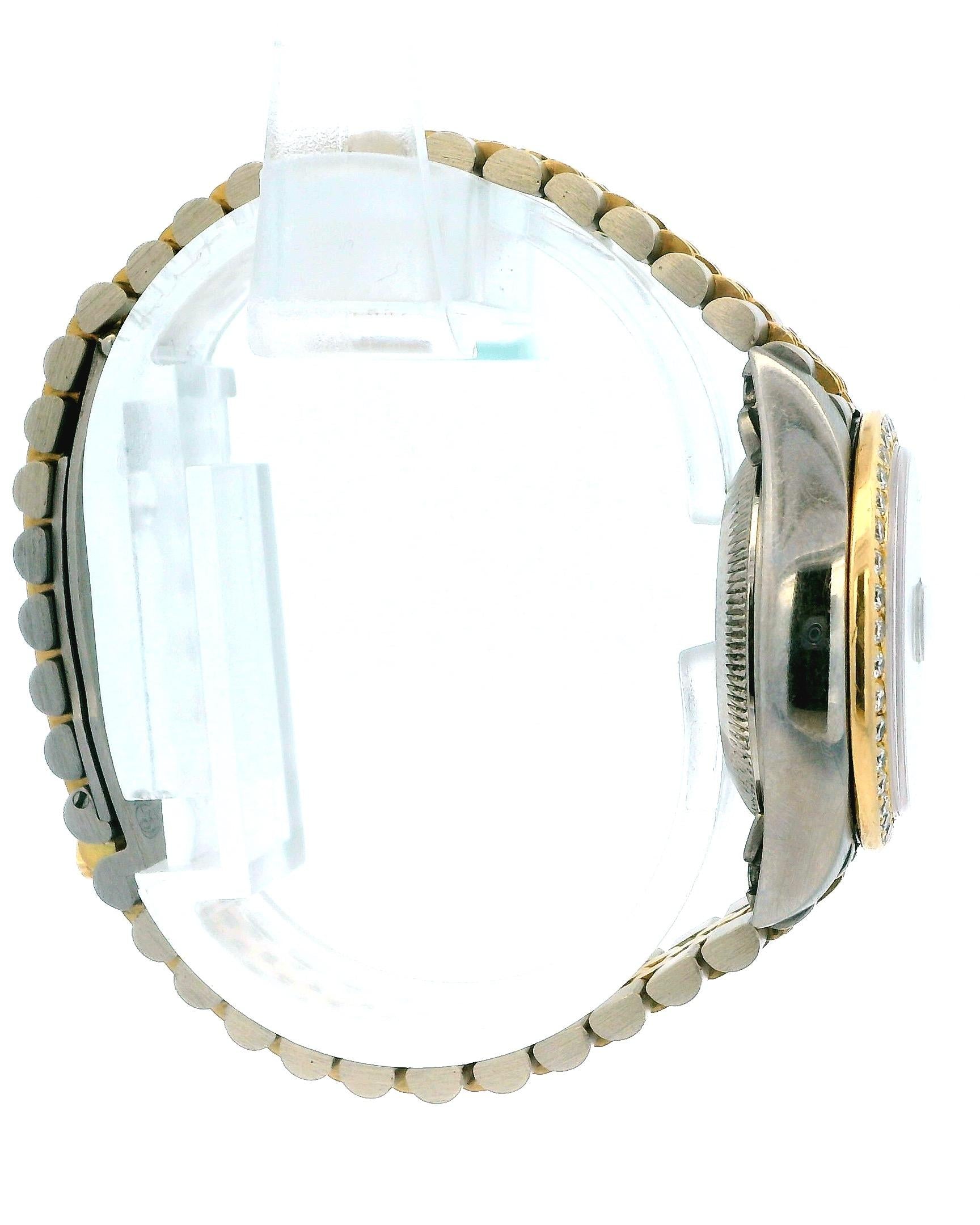 Rolex 69149 18k White & Yellow Gold Pavé Centre Links Diamond Bezel Ferrite Dial