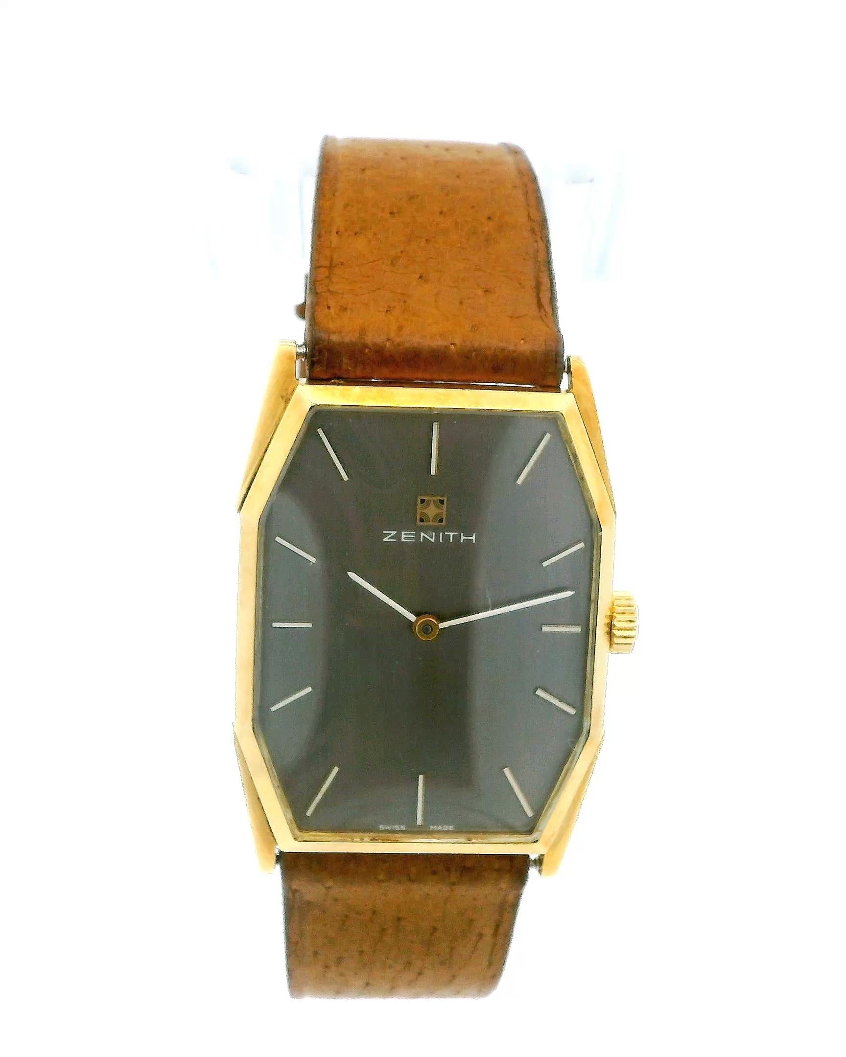 Zenith Octagonal 18k Yellow Gold Taupe Dial Men's Watch
