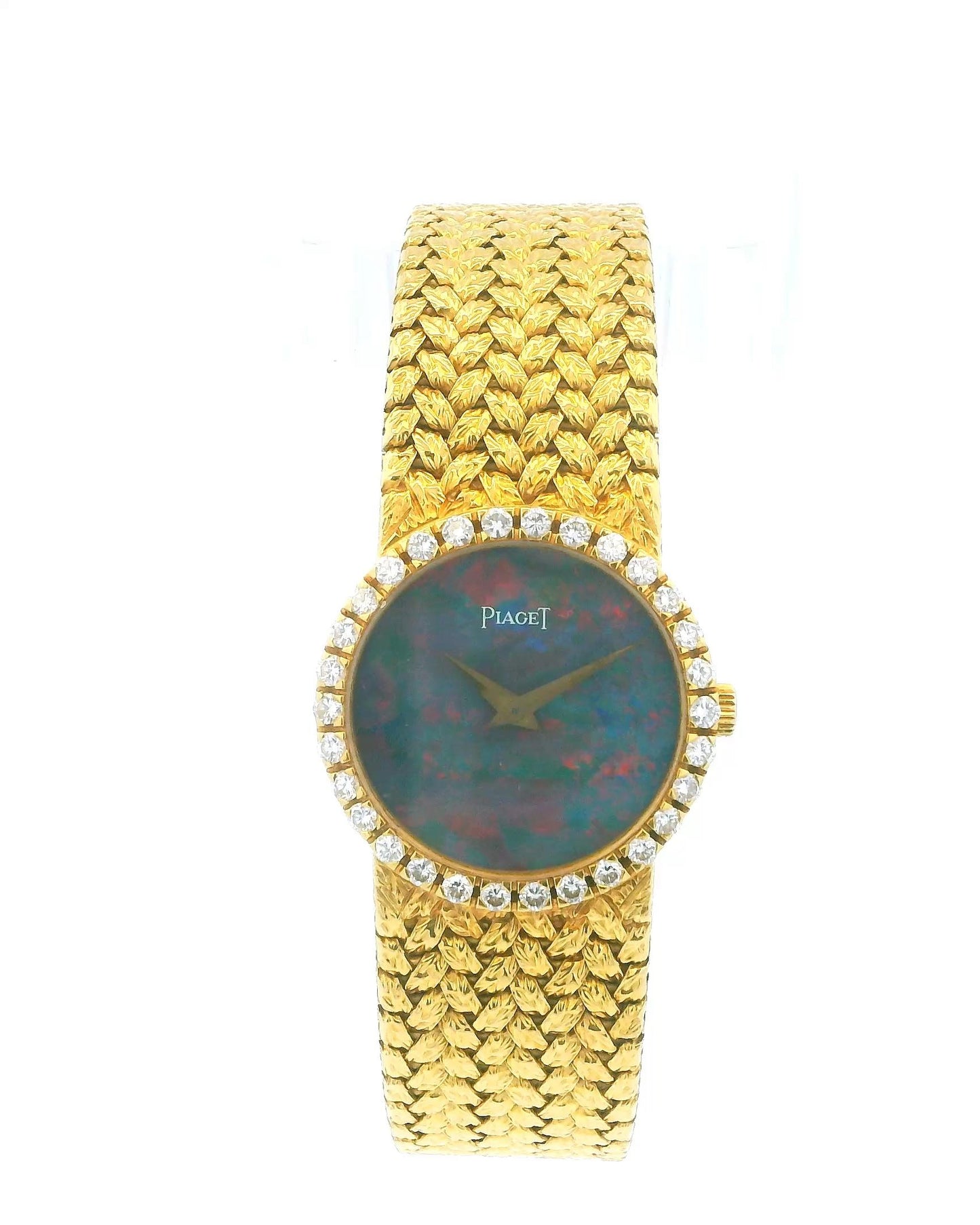 Piaget 15706 D2 Ladies Watch – 18K Yellow Gold, Diamond Bezel, Opal Dial, Quartz