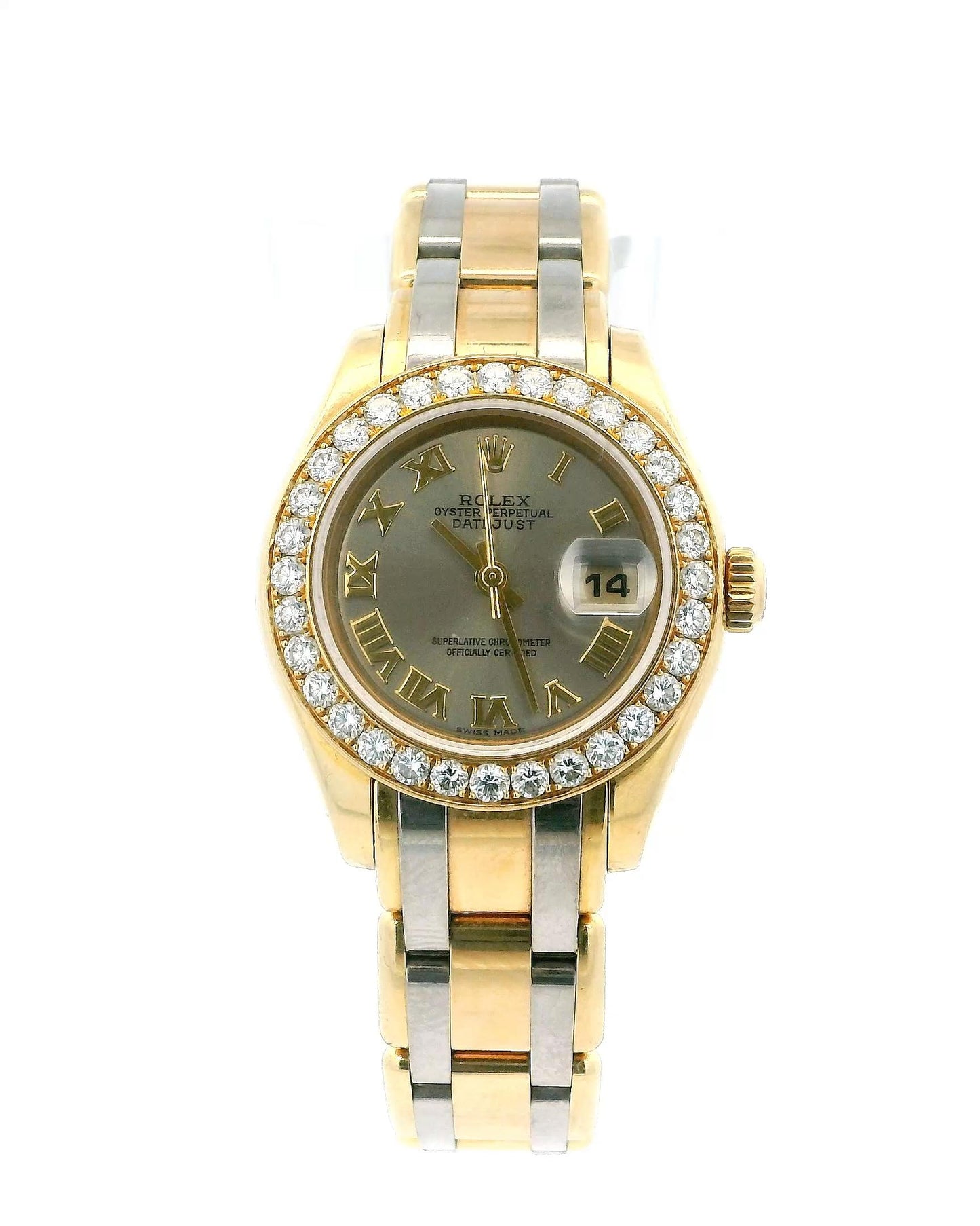 Rolex Pearlmaster 80298 Tricolor Diamond Bezel Ladies Watch