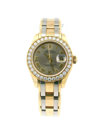 Rolex Pearlmaster 80298 Tricolor Diamond Bezel Ladies Watch