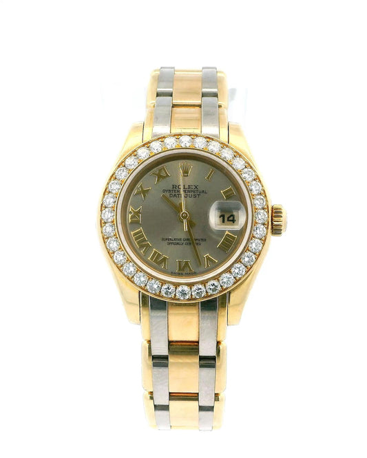 Rolex Pearlmaster 80298 Tricolor Diamond Bezel Ladies Watch