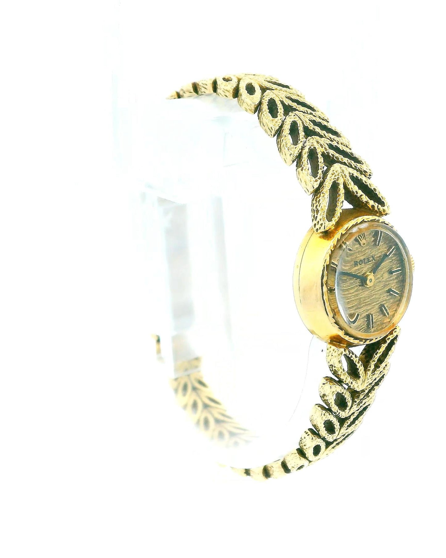 Rolex 14k Textured Dial Bunnyear Textured Band Yellow Gold Ladies Watch