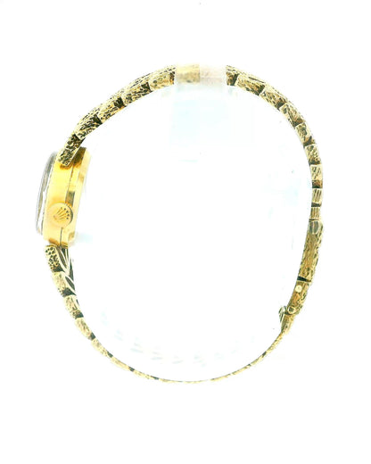 Rolex 14k Textured Dial Bunnyear Textured Band Yellow Gold Ladies Watch