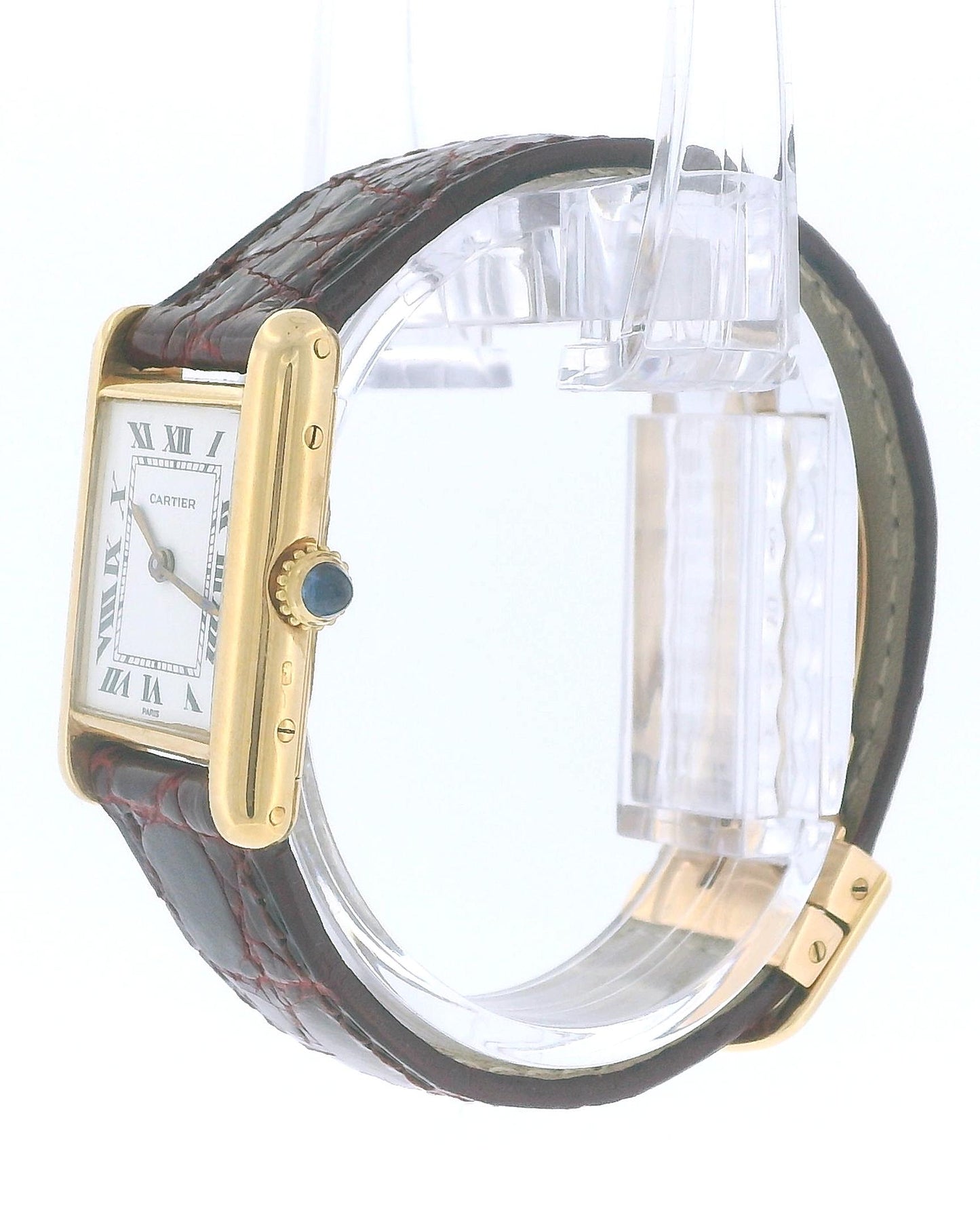 Cartier Tank 78087 Paris 18K Yellow Gold Deployant Buckle Vintage Watch