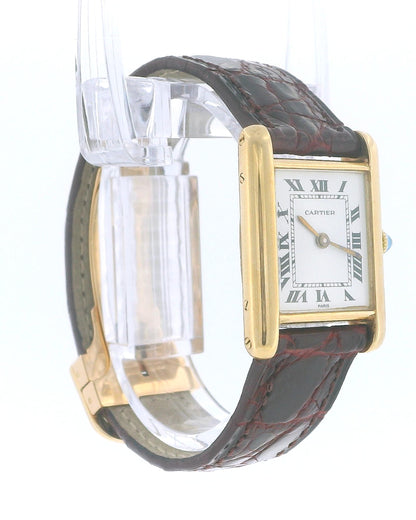 Cartier Tank 78087 Paris 18K Yellow Gold Deployant Buckle Vintage Watch