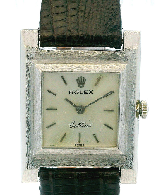 Rolex Cellini 18K White Gold Ultra Thin Texture Case Watch