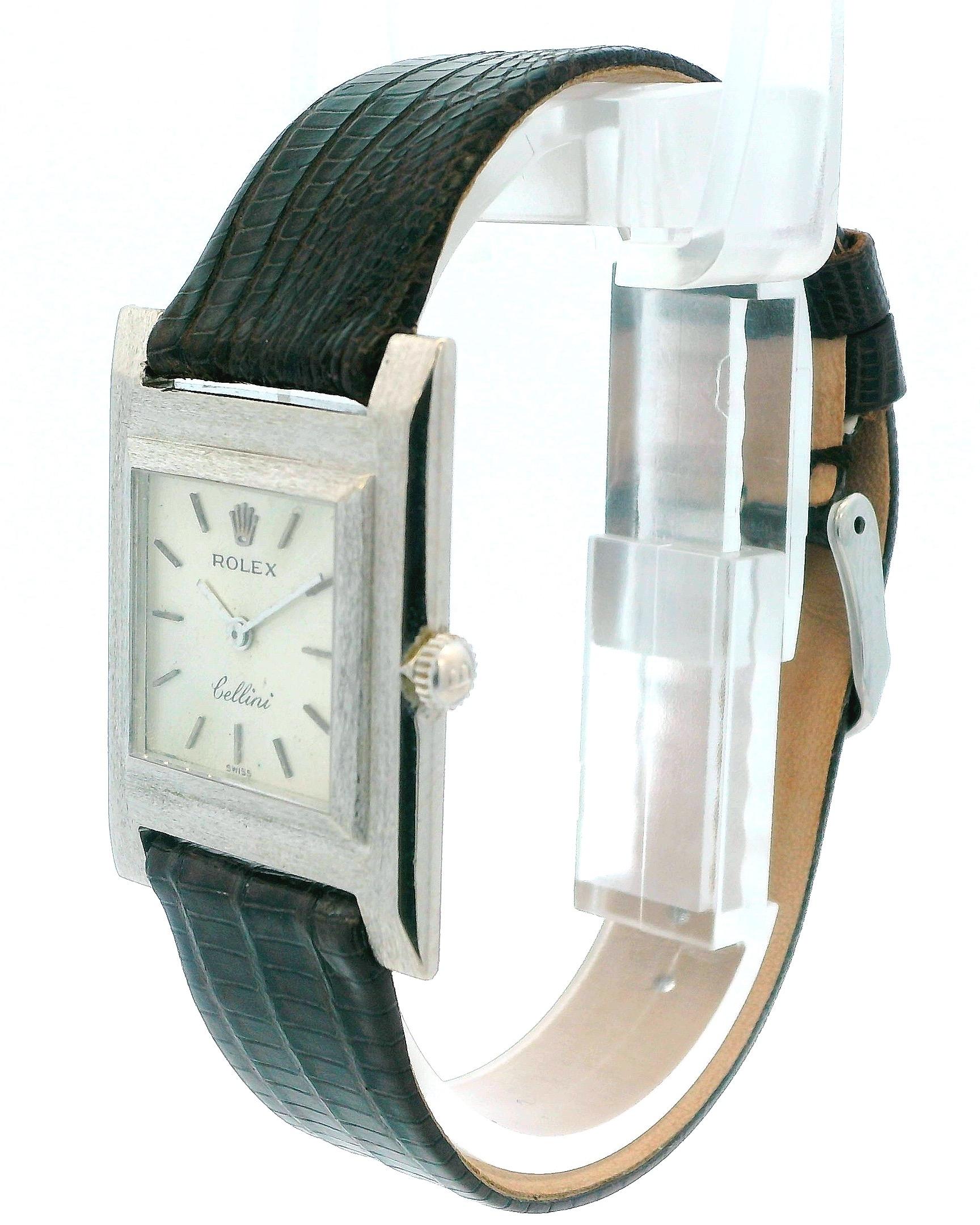 Rolex Cellini 18K White Gold Ultra Thin Texture Case Watch