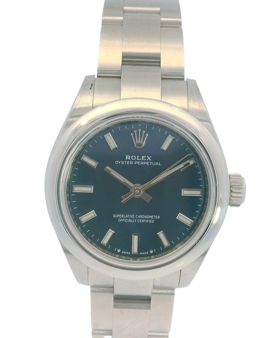 Rolex Oyster Perpetual 276200 Blue Dial Steel Ladies Watch & Card