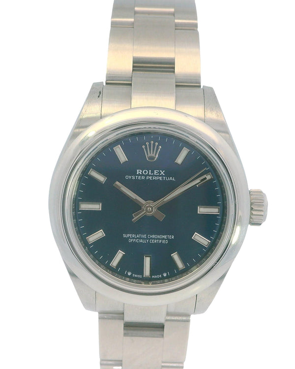 Rolex Oyster Perpetual 276200 Blue Dial Steel Ladies Watch & Card