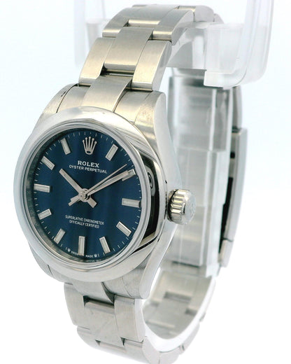 Rolex Oyster Perpetual 276200 Blue Dial Steel Ladies Watch & Card