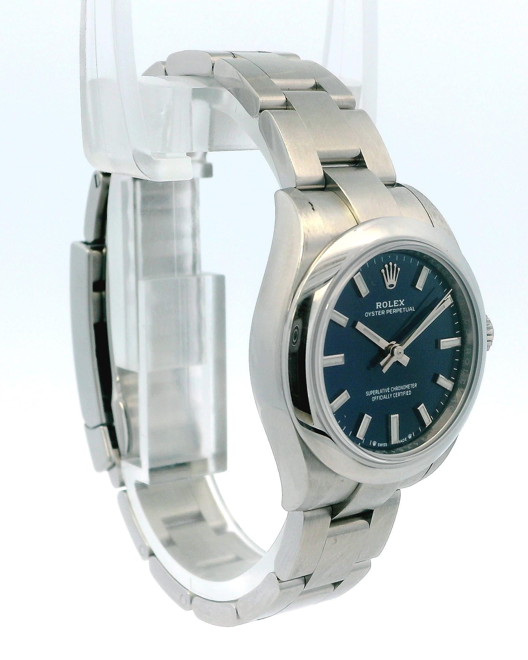 Rolex Oyster Perpetual 276200 Blue Dial Steel Ladies Watch & Card