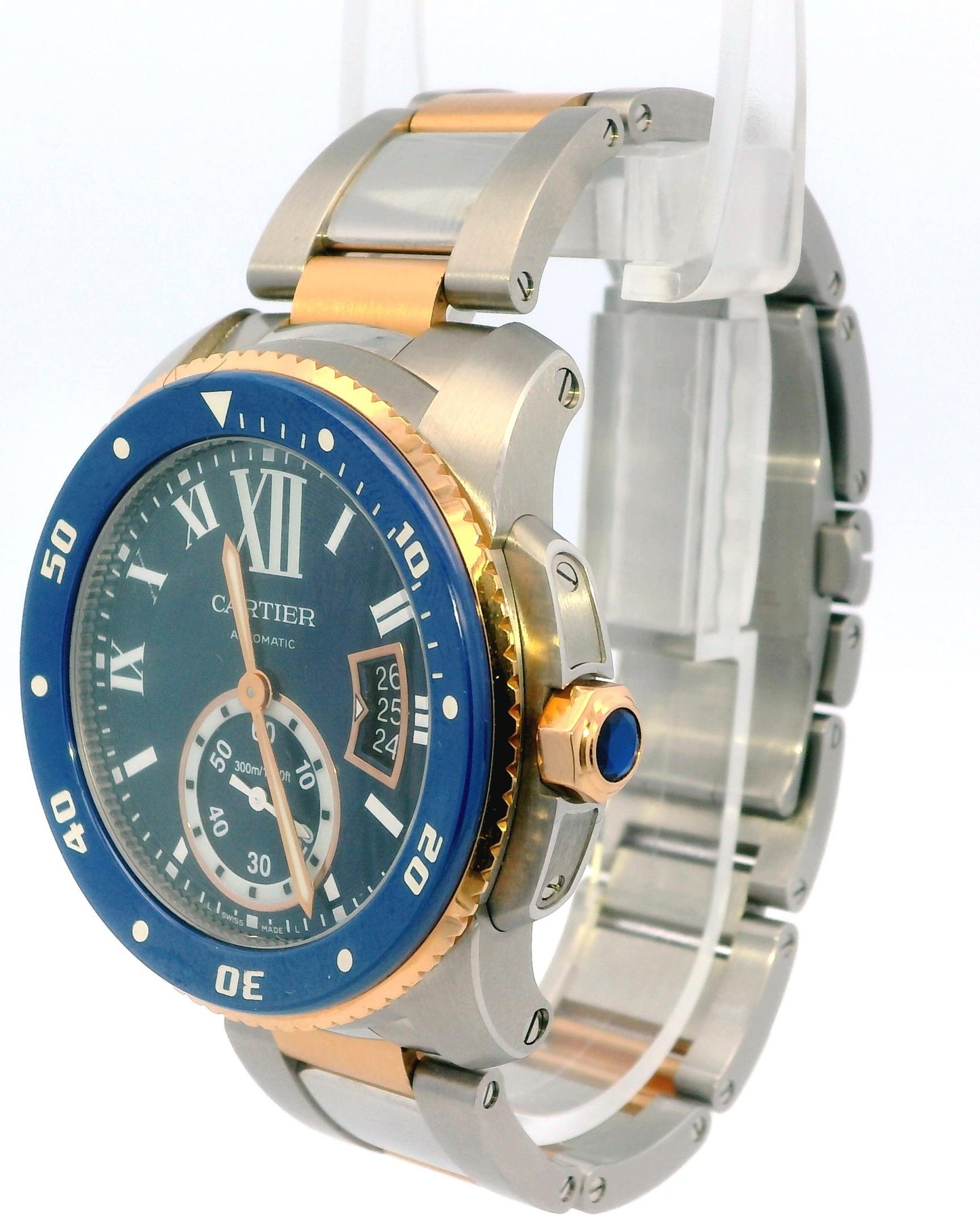 Cartier Calibre 3729 18K Rose Gold & Stainless Steel Blue Dial & Bezel Watch