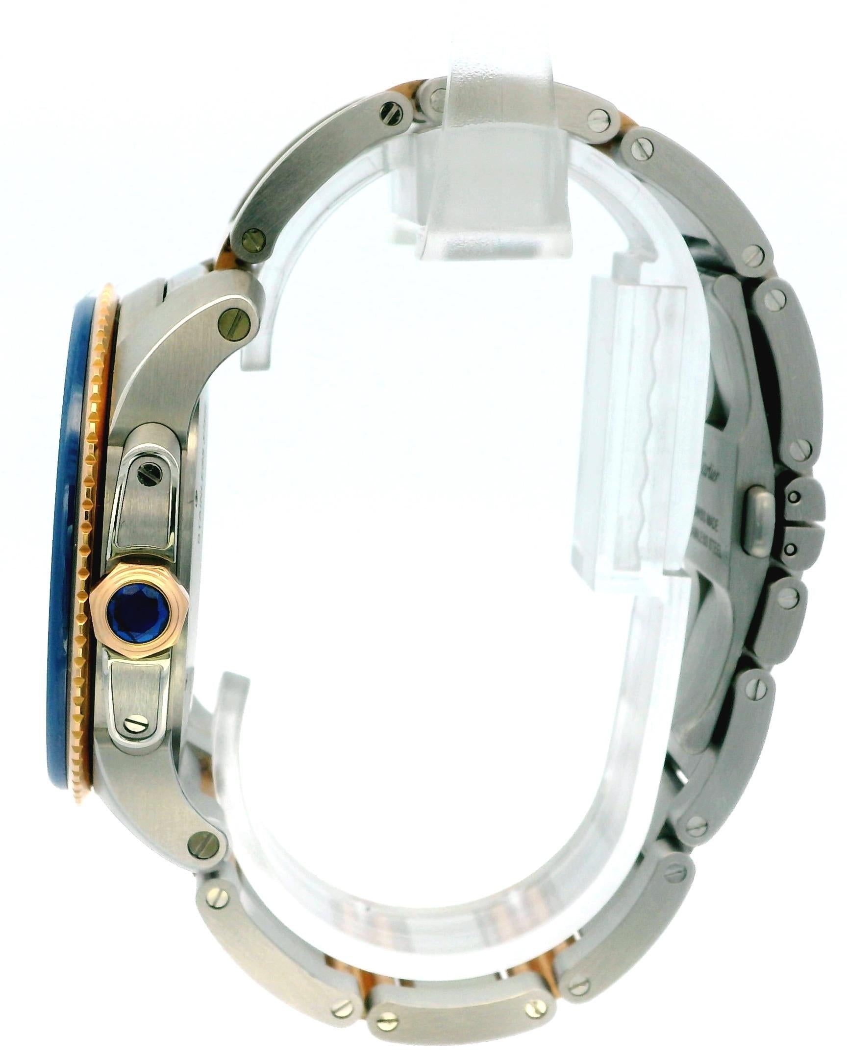 Cartier Calibre 3729 18K Rose Gold & Stainless Steel Blue Dial & Bezel Watch