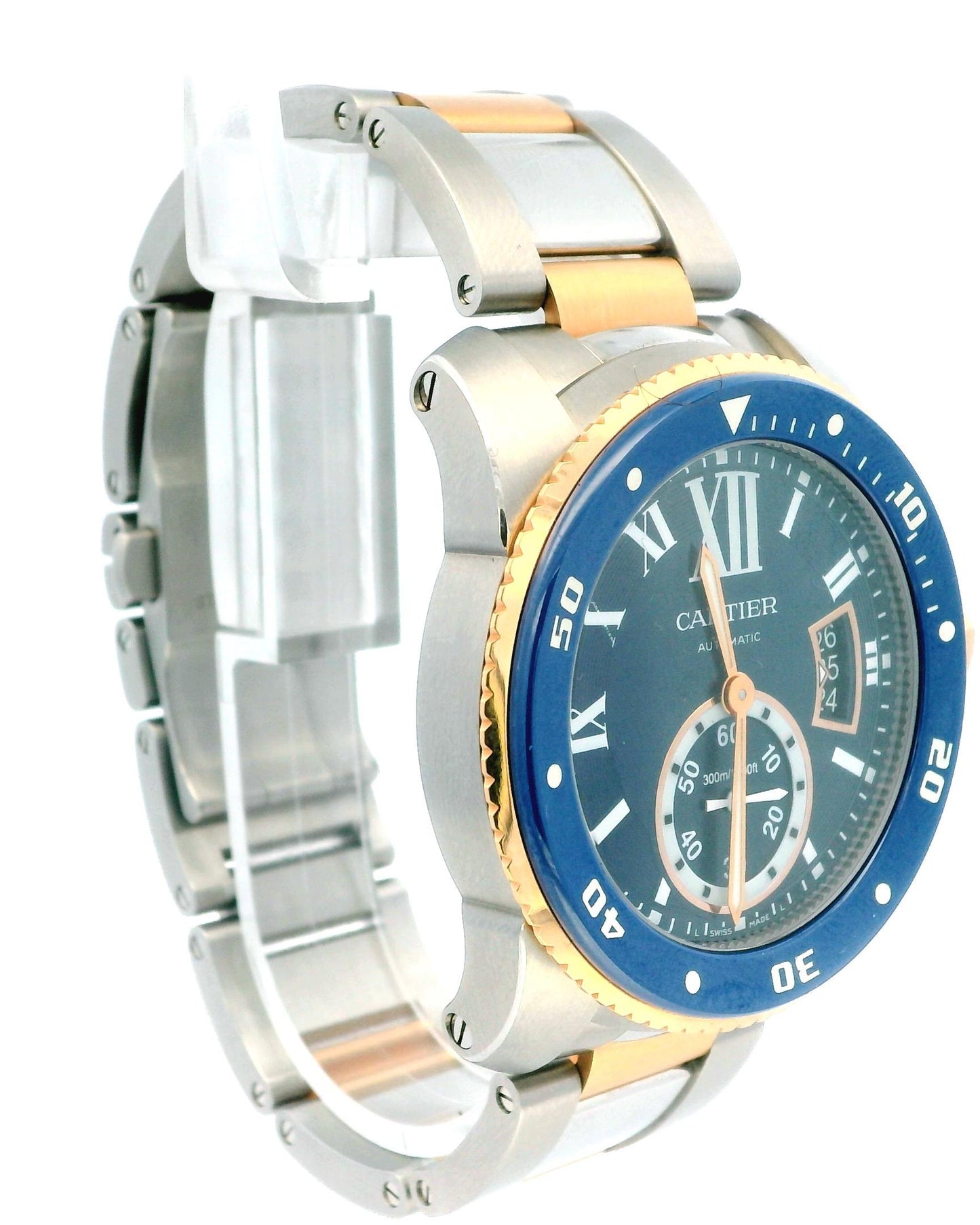 Cartier Calibre 3729 18K Rose Gold & Stainless Steel Blue Dial & Bezel Watch