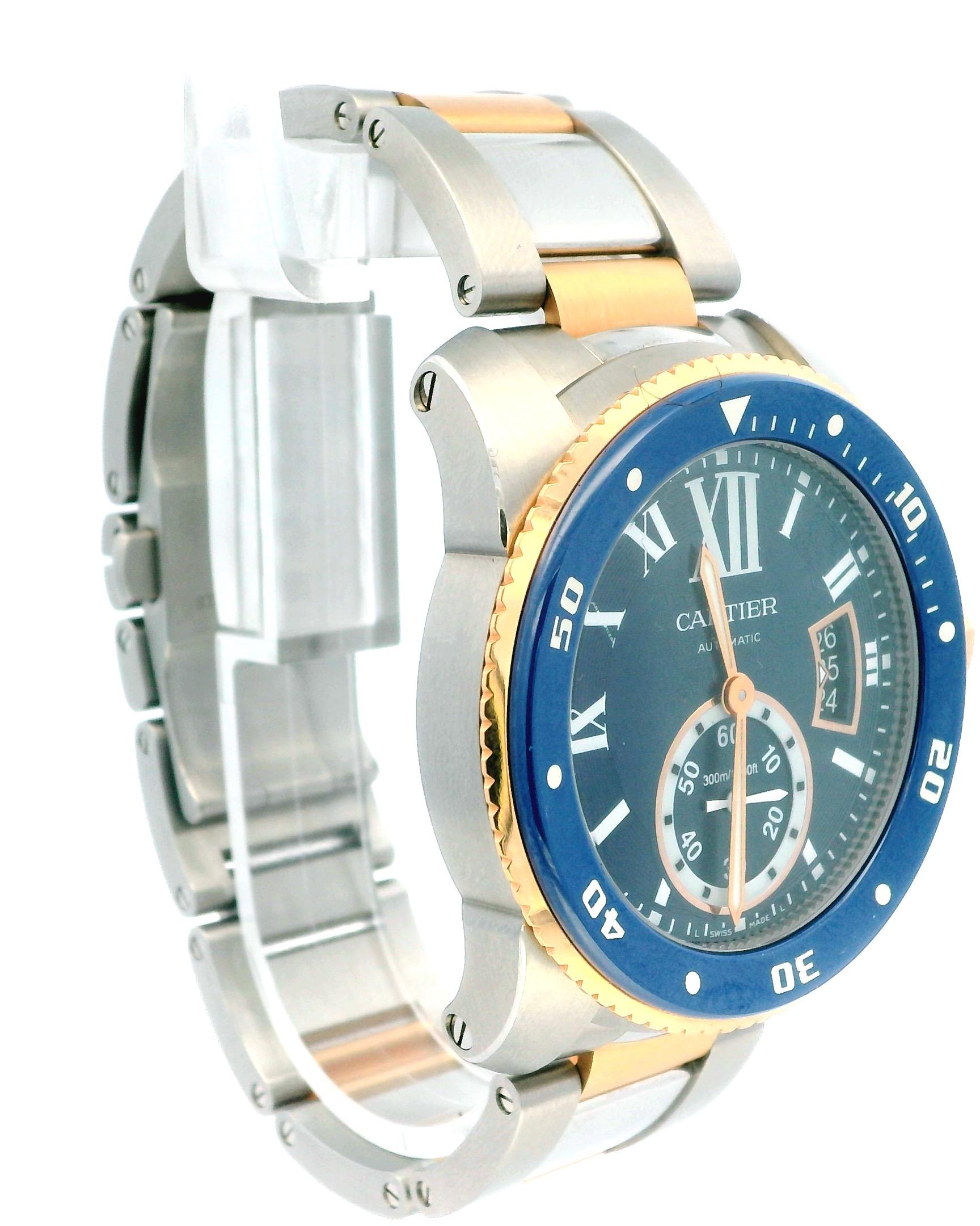 Cartier Calibre 3729 18K Rose Gold & Stainless Steel Blue Dial & Bezel Watch