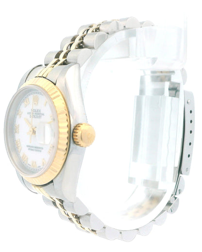 Rolex Datejust 69173 Steel Yellow Gold White Roman Dial Ladies Watch