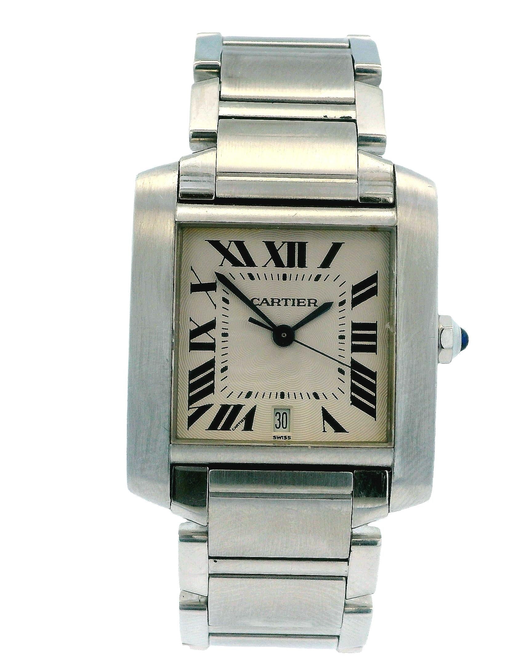 Cartier  Tank Francaise W51002Q3 Stainless Steel Mens Watch