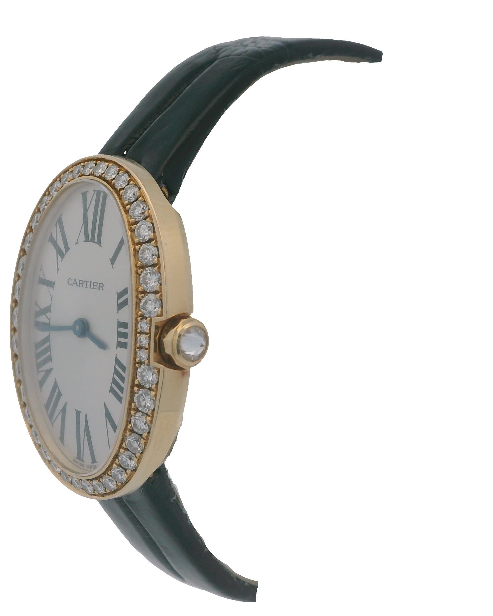 Cartier Baignoire WB520020 18K Yellow Gold Diamond Bezel Ladies Watch & Papers