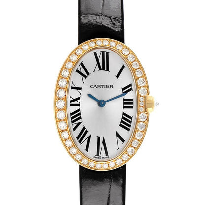 Cartier Baignoire WB520020 18K Yellow Gold Diamond Bezel Ladies Watch & Papers
