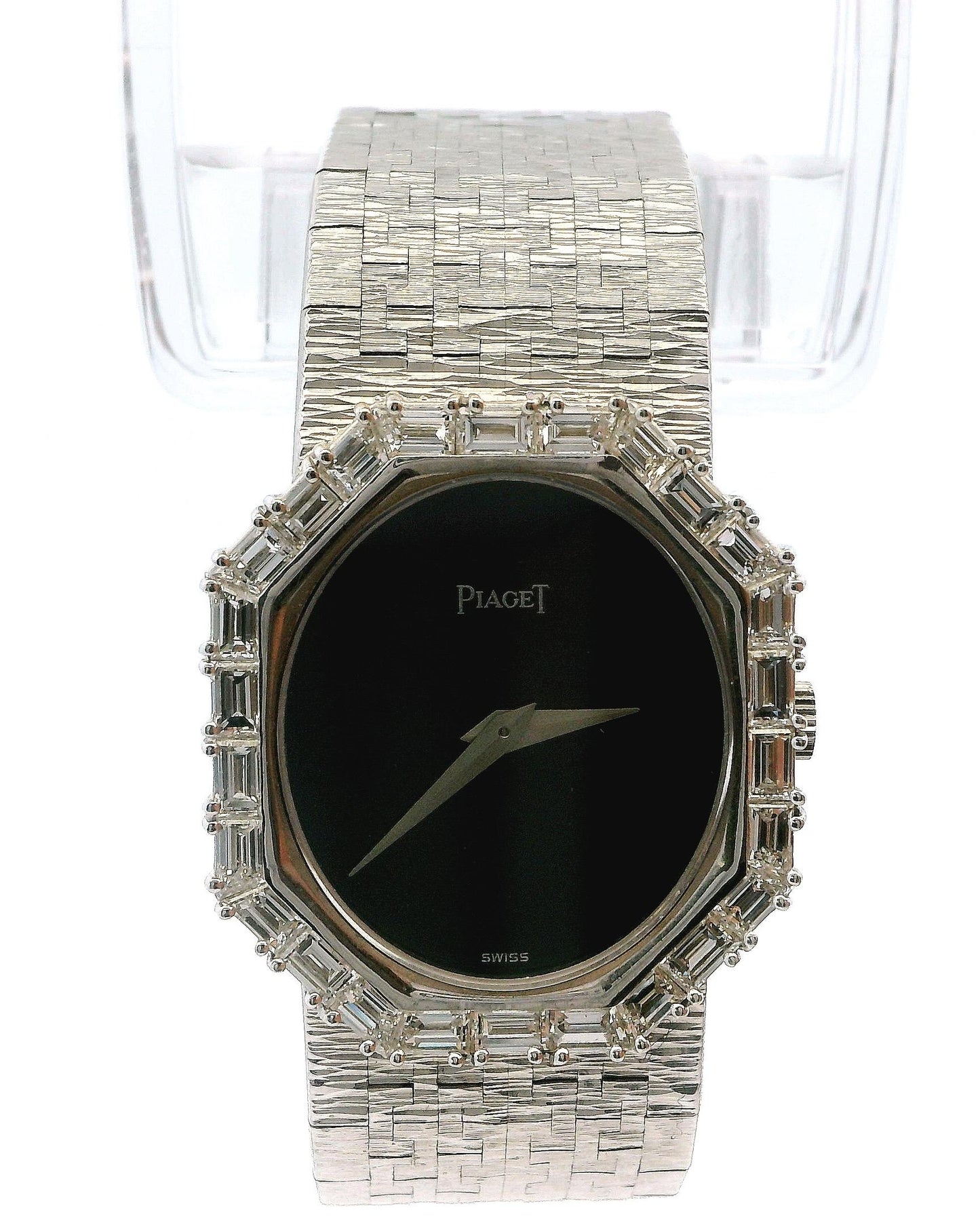 Piaget Octagonal Diamond 9341 A6 18K White Gold Onyx Dial Ladies Watch