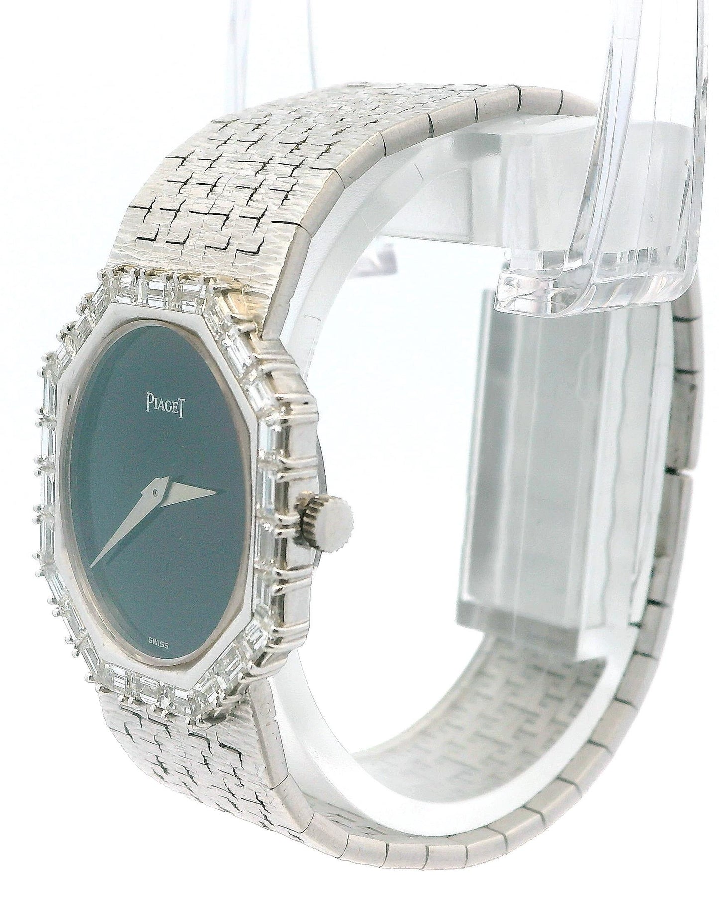 Piaget Octagonal Diamond 9341 A6 18K White Gold Onyx Dial Ladies Watch