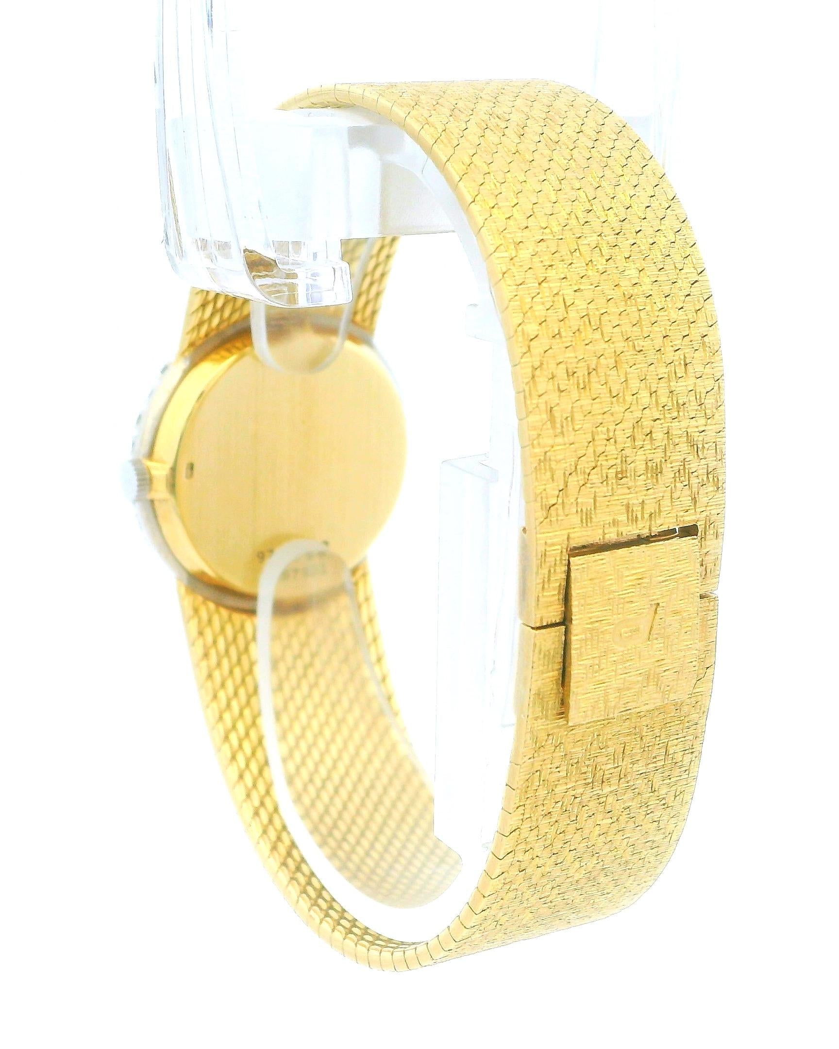Piaget 9706B68 Rhodochrosite Dial Diamond Bezel Mesh Bracelet in 18K Yellow Gold