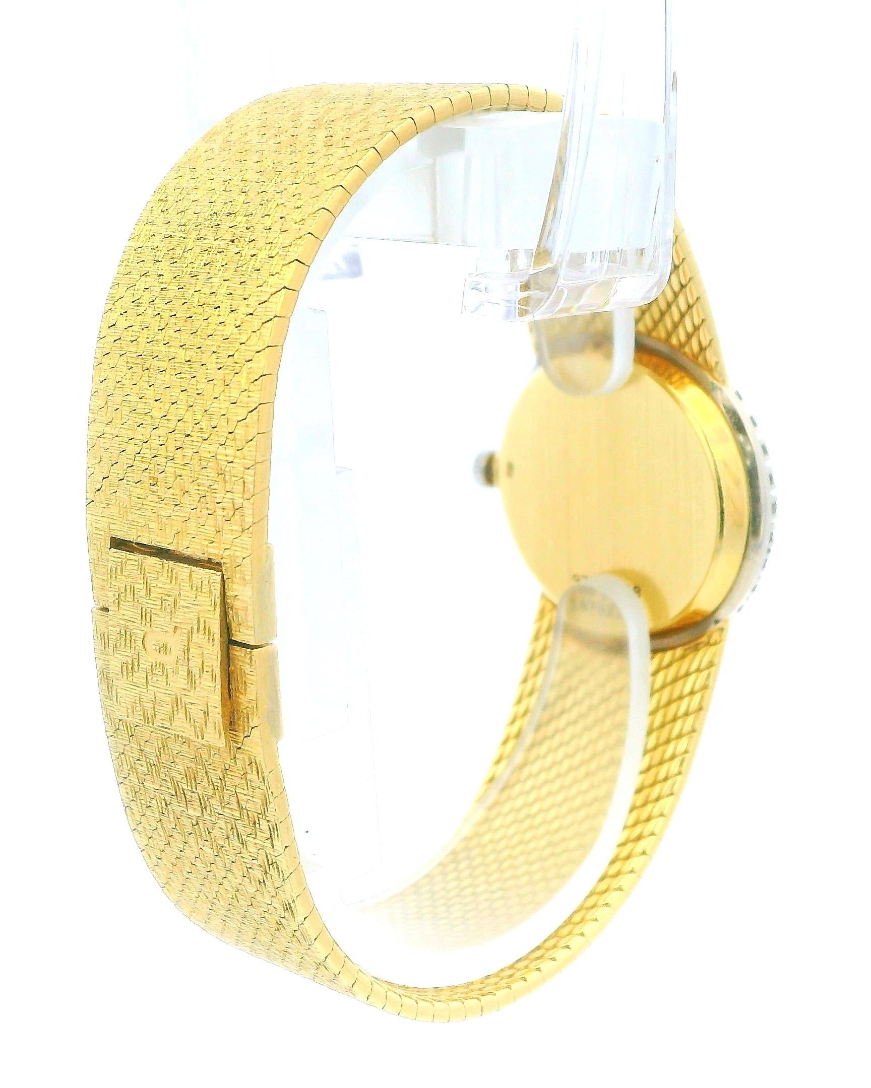 Piaget 9706B68 Rhodochrosite Dial Diamond Bezel Mesh Bracelet in 18K Yellow Gold
