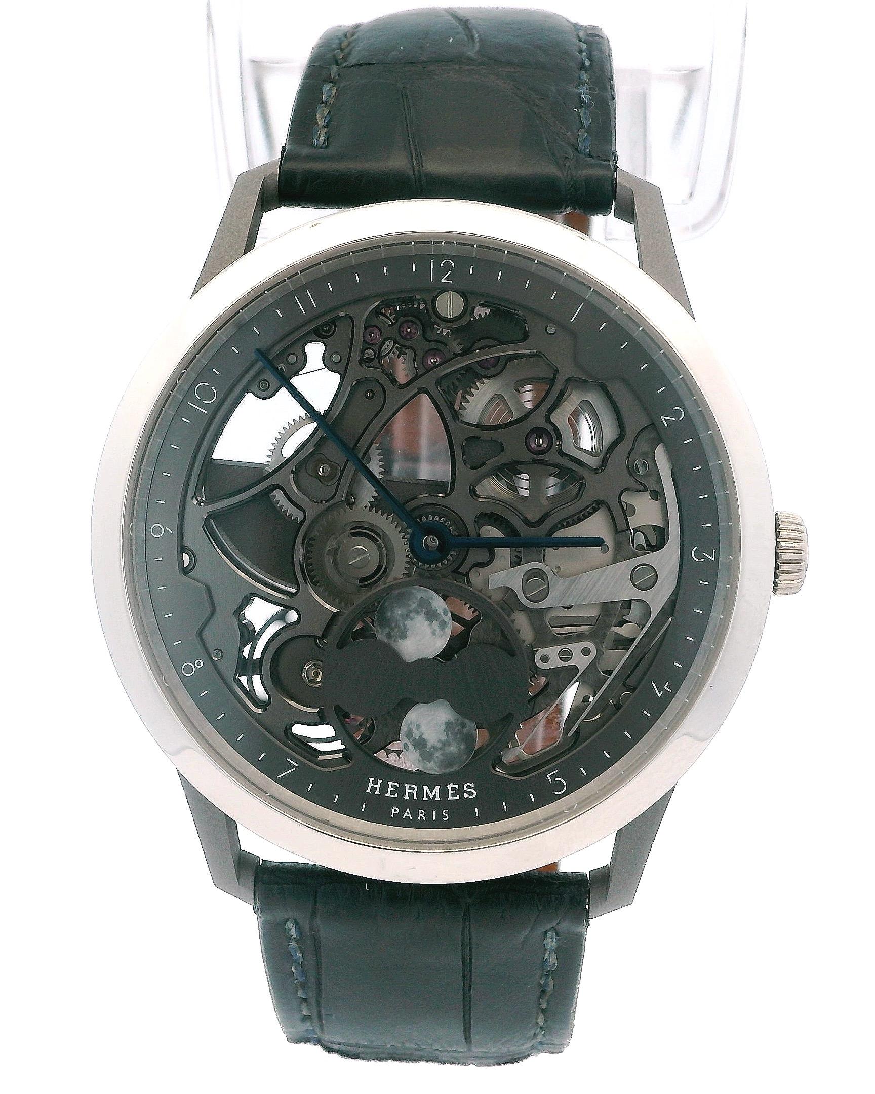 Hermès Slim D'Hermès CA6.841 Titanium/Platinum Watch & Papers