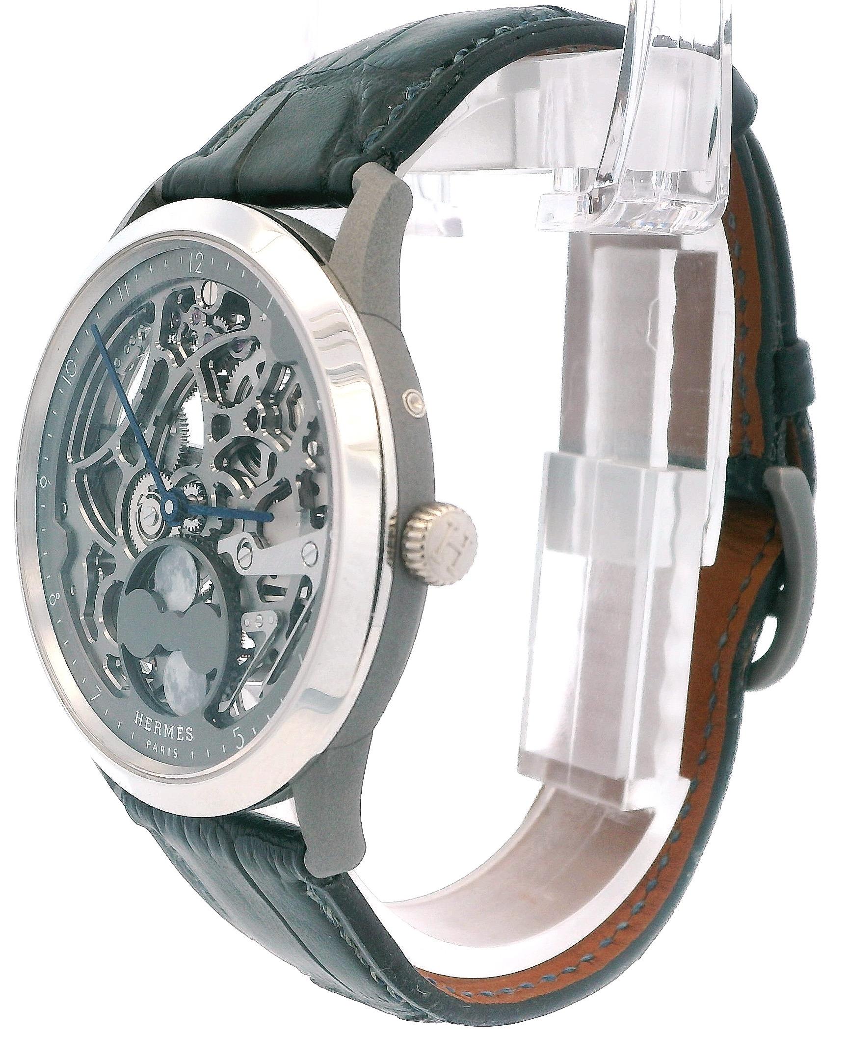 Hermès Slim D'Hermès CA6.841 Titanium/Platinum Watch & Papers