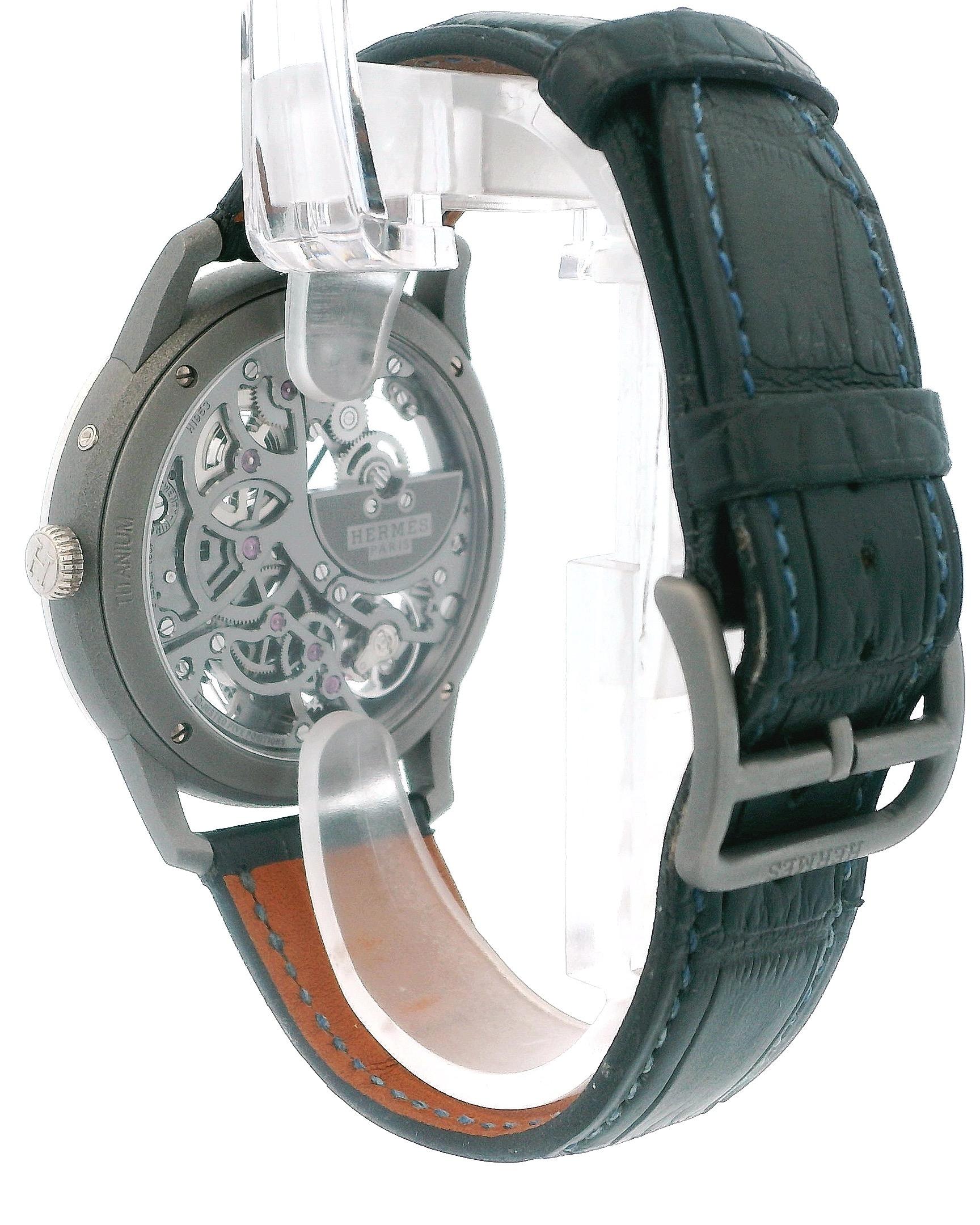Hermès Slim D'Hermès CA6.841 Titanium/Platinum Watch & Papers