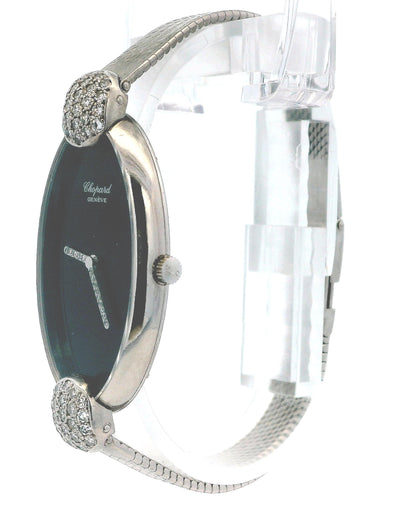 Chopard Classic 18k White Gold & Diamond Onyx Dial Ladies Vintage Watch