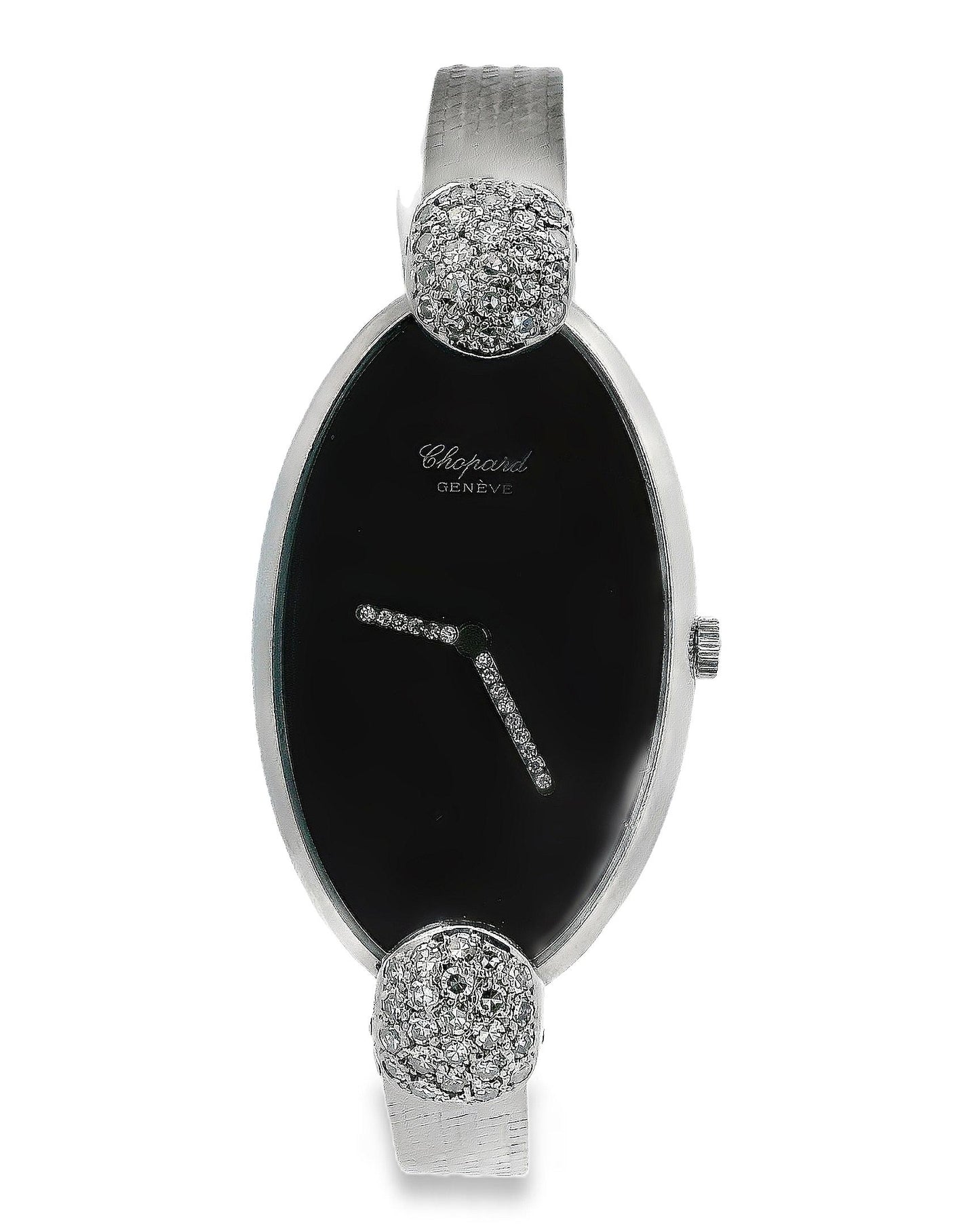 Chopard Classic 18k White Gold & Diamond Onyx Dial Ladies Vintage Watch