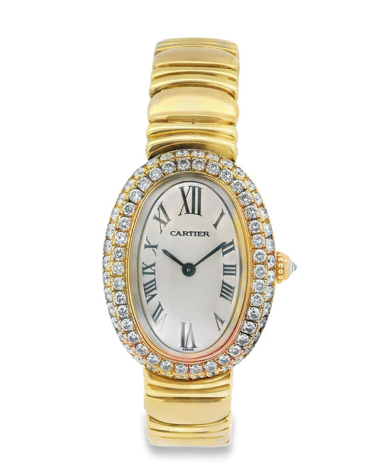 Cartier Baignoire W1506056 18K Yellow Gold Diamond Ladies Watch
