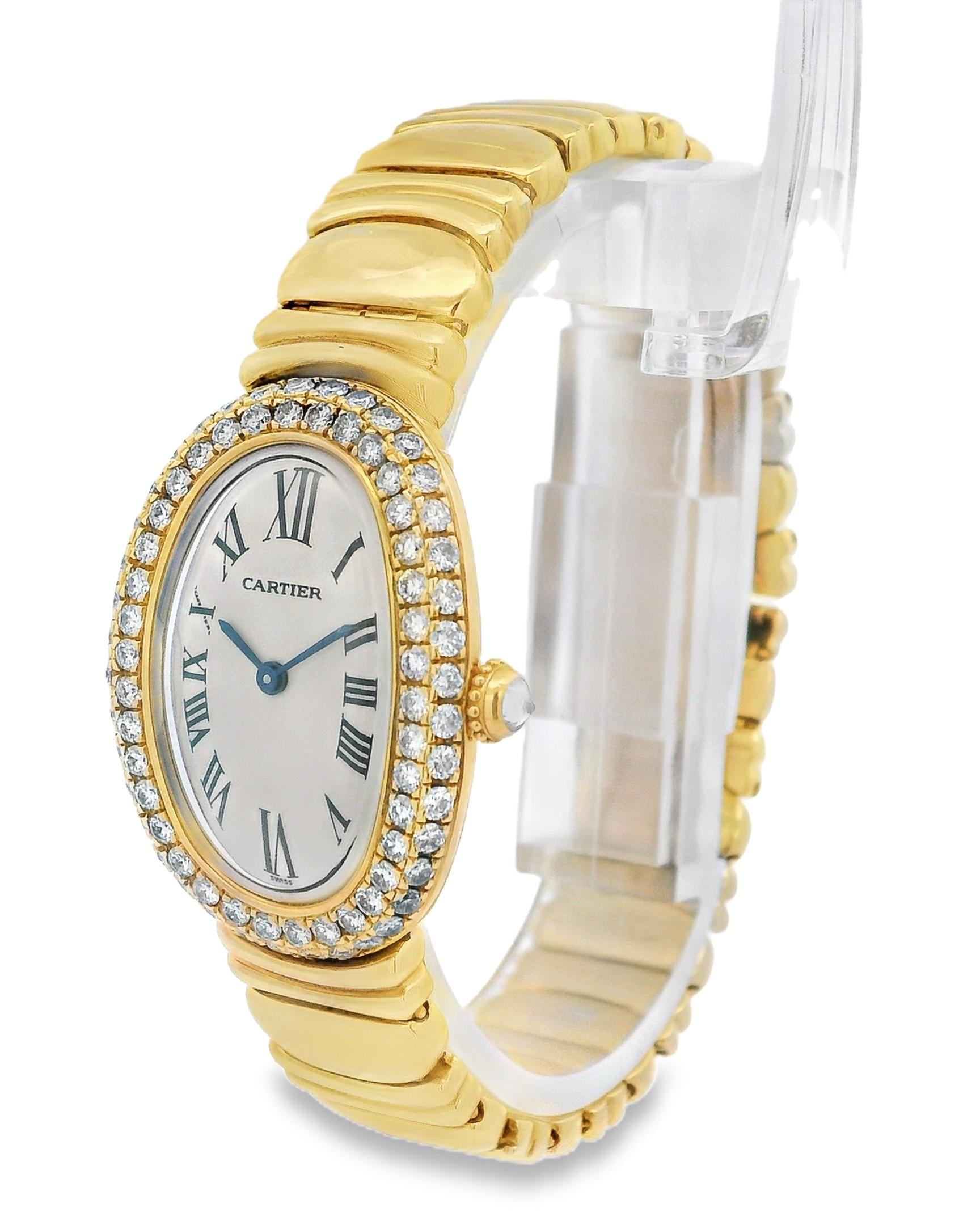 Cartier Baignoire W1506056 18K Yellow Gold Diamond Ladies Watch