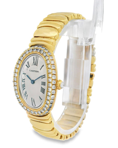 Cartier Baignoire W1506056 18K Yellow Gold Diamond Ladies Watch